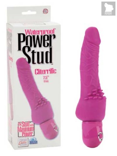 Вибромассажер Power Stud Cliterrific Dongs - 17,3 см., цвет розовый - California Exotic Novelties
