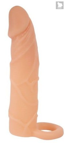 Насадка на пенис с кольцом для мошонки - 17,4 см., цвет телесный - Bioritm