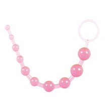 Розовая анальная цепочка с колечком - 25 см., цвет розовый - Toy Joy