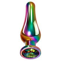 Радужная металлическая пробка Rainbow Metal Plug Medium - 11,1 см., цвет разноцветный - Evolved