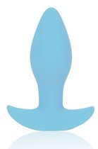Голубая коническая анальная вибровтулка с ограничителем - 8,5 см., цвет голубой - Bioritm