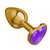 Золотистая анальная пробка с кристаллом-сердцем - 7 см, цвет золотой/фиолетовый - МиФ