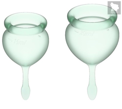 Набор зеленых менструальных чаш Feel good Menstrual Cup, цвет зеленый - Satisfyer