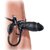 полый увеличивающийся страпон с вибрацией Inflatable Vibrating Hollow Silicone Strap-On - 20 см, цвет черный - Pipedream