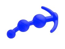 Синяя анальная цепочка из 3 звеньев - 13 см., цвет синий - Главсексмаг