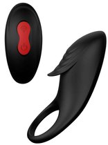 Черное эрекционное виброкольцо Remote Cockring, цвет черный - Dream toys