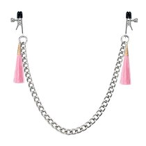 Зажимы на соски с розовыми кистями Tassel Nipple Clamp With Chain, цвет розовый - LoveToy