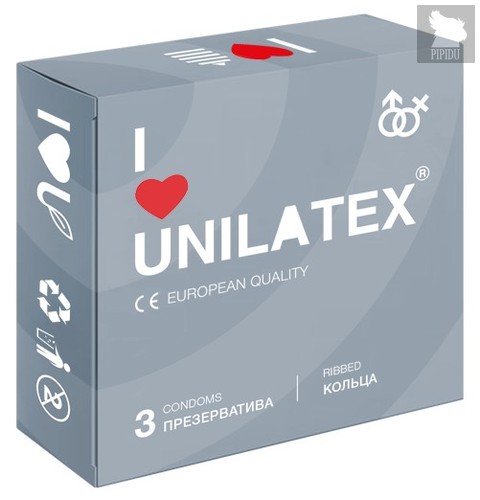 Презервативы Unilatex - Ribbed с кольцами, 3 шт. - Unilatex