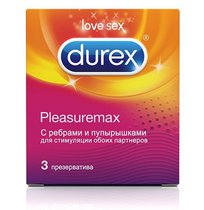 Рельефные презервативы с точками и рёбрами Durex Pleasuremax - 3 шт. - Durex