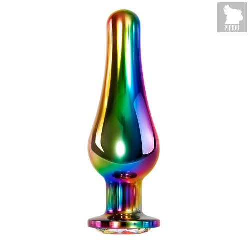 Радужная металлическая пробка Rainbow Metal Plug Large - 12,9 см., цвет разноцветный - Evolved
