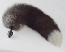 Черная анальная пробка с хвостиком чернобурой лисы, цвет черный - Sitabella