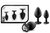 Набор из 3 черных пробок с прозрачным кристаллом-сердечком Bling Plugs Training Kit, цвет черный - Blush Novelties