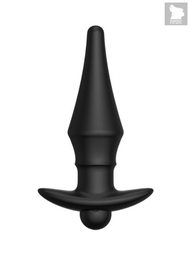 Черная перезаряжаемая анальная пробка №08 Cone-shaped butt plug - 13,5 см., цвет черный - Erozon