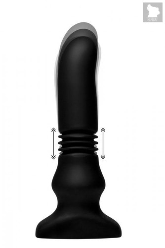 Черный фрикционный вибратор Silicone Vibrating & Thrusting Plug with Remote Control - 17,1 см., цвет черный - XR Brands