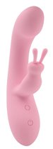 Нежно-розовый вибратор со стимулятором клитора Jumping Rabbit Vibrator - 19,5 см., цвет розовый - Chisa