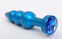 Синяя фигурная анальная пробка с синим кристаллом - 11,2 см, цвет синий - 4sexdreaM