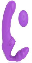 Фиолетовый безремневой страпон с 9 режимами вибрации и пультом ДУ, цвет фиолетовый - Bioritm