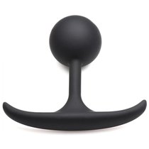 Черная анальная пробка с утяжелением Premium Silicone 3.9" Weighted Round Plug - 9,9 см., цвет черный - XR Brands