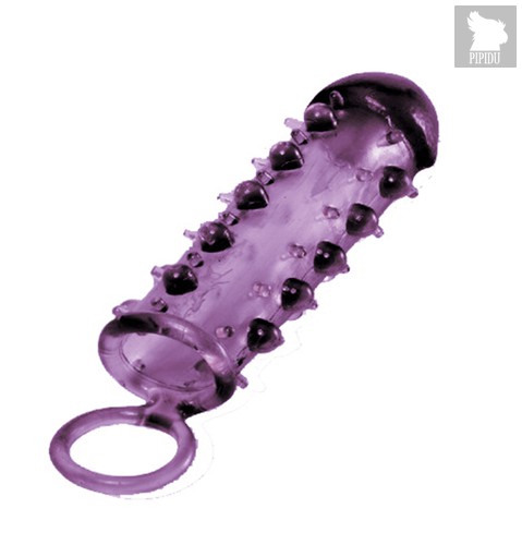 Закрытая фиолетовая насадка с пупырышками SAMURAI PENIS SLEEVE PURPLE - 14,5 см, цвет фиолетовый - Nanma (NMC)