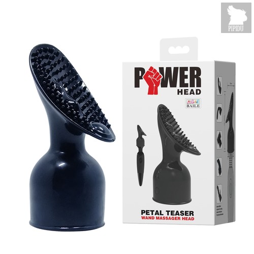 Насадка-щеточка на вибратор Power Head - Petal Teaser, цвет черный - Baile