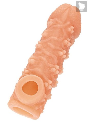 Телесная закрытая насадка с пучками шишечек Cock Sleeve 009 Size L - 17,6 см., цвет телесный - Kokos