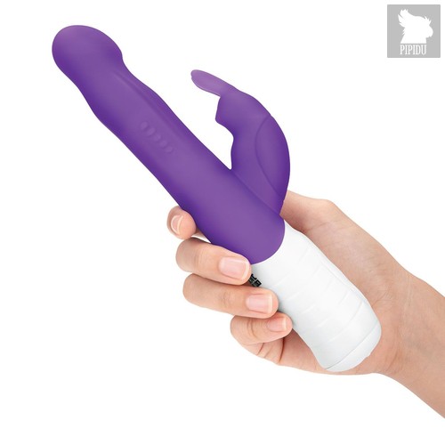 Фиолетовый тонкий вибратор-кролик с клиторальным отростком - 22 см., цвет фиолетовый - Rabbit Essentials