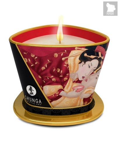 Массажная свеча Sparkling Strawberry Wine с ароматом клубничного вина - 170 мл - Shunga Erotic Art