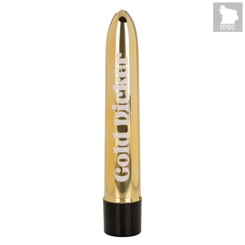Золотистый классический вибратор Naughty Bits Gold Dicker Personal Vibrator - 19 см., цвет золотой - California Exotic Novelties
