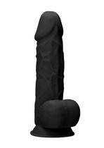 Черный фаллоимитатор Realistic Cock With Scrotum - 21,5 см., цвет черный - HOT