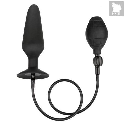 Черная расширяющаяся анальная пробка XL Silicone Inflatable Plug - 16 см., цвет черный - California Exotic Novelties