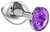 Большая серебристая анальная пробка Diamond Purple Sparkle Large с фиолетовым кристаллом - 8 см - Lola Toys