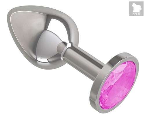 Серебристая анальная пробка с розовым кристаллом - 7 см, цвет розовый/серебряный - МиФ