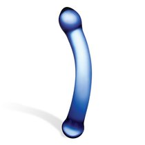 Синий изогнутый фаллоимитатор Curved G-Spot Glass Dildo - 16 см, цвет синий - Gläs