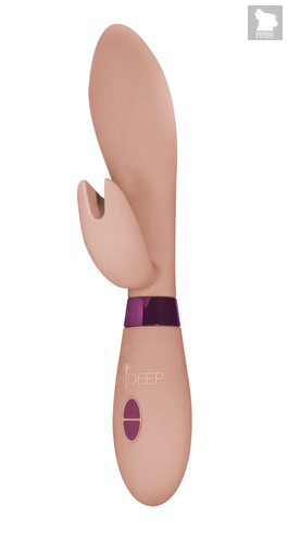 Бежевый вибратор Leyla с клиторальным отростком - 20,5 см, цвет бежевый - indeep