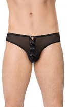 Сексуальный мужские трусы-стринги со шнуровкой, цвет черный, XL - SoftLine Collection (SLC)