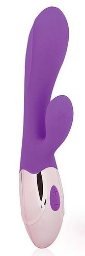 Фиолетовый вибромассажер с отростком с 10 режимами вибрации, цвет фиолетовый - Bioritm