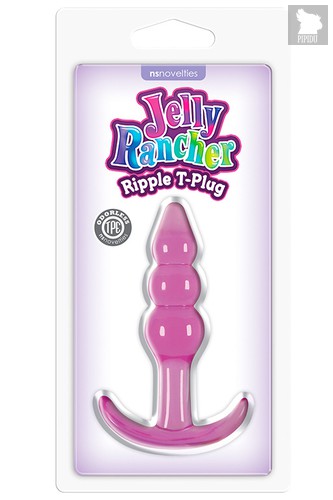 Фиолетовая анальная пробка Jelly Rancher T-Plug Ripple Purple - 10,9 см - NS Novelties