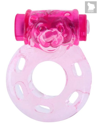 Эрекционное кольцо «Собачка» с мини-вибратором, цвет прозрачный - Eroticon