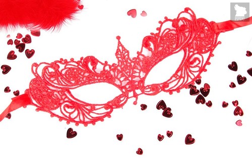 Красная ажурная текстильная маска "Кэролин", цвет красный - Bior toys