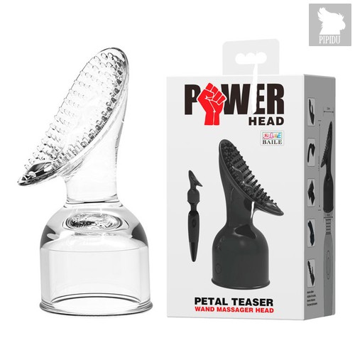 Насадка-щеточка на вибратор Power Head - Petal Teaser, цвет прозрачный - Baile