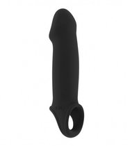 Чёрная насадка с подхватом Stretchy Penis Extension No.33, цвет черный - Shots Media
