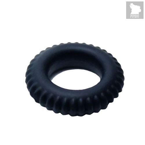 Черное силиконовое эрекционное кольцо-шина Sex Expert, цвет черный - Bioritm