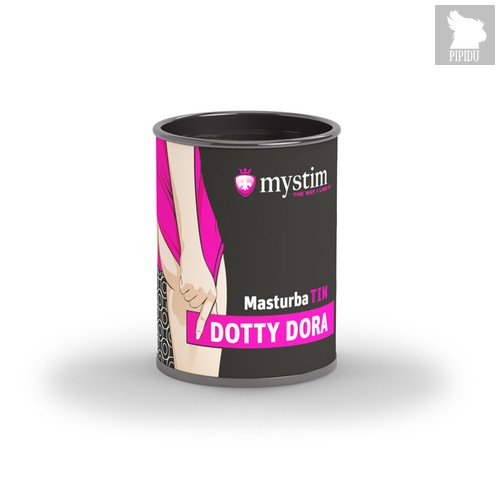 Компактный универсальный минимастурбатор Mystim MasturbaTIN Dotty Dora - Dots, цвет белый - Mystim