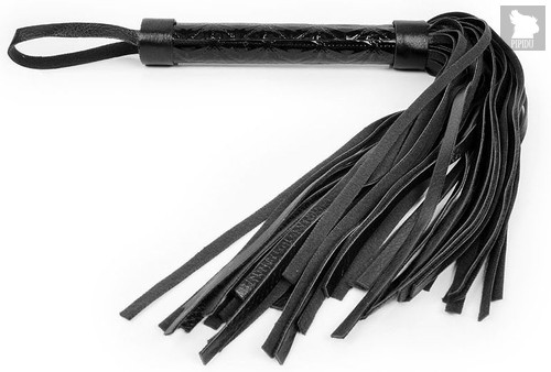 Черная многохвостовая плеть с круглой гладкой ручкой - 38 см., цвет черный - Bior toys