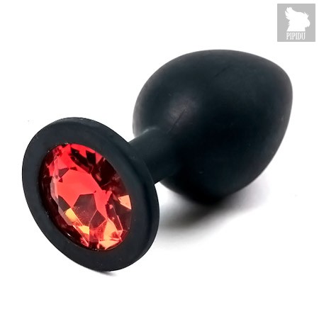 Анальная пробка Silicone Board Black 3.5 с кристаллом, цвет красный/черный - Luxurious Tail