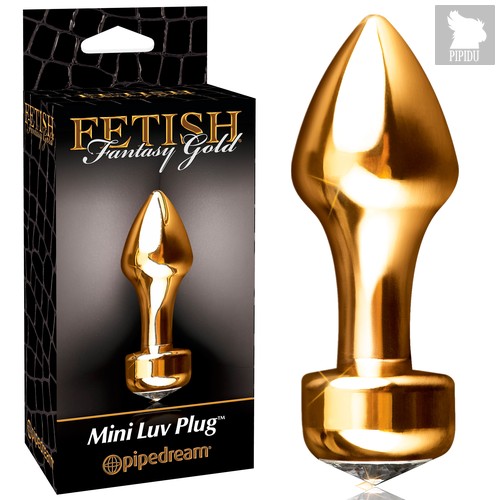 Анальная пробка Fetish Fantasy Gold - Mini Luv Plug с кристаллом, малая, цвет золотой - Pipedream