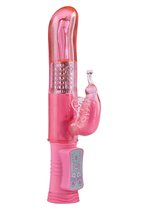 Розовый вибратор Happy Hugging Butterfly - 22,5 см., цвет розовый - Toy Joy