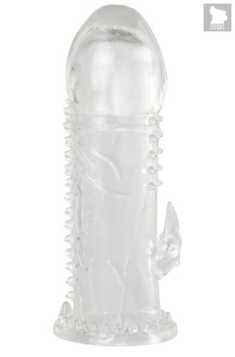 Прозрачная гелевая насадка с рельефом - 13 см, цвет прозрачный - Toyfa