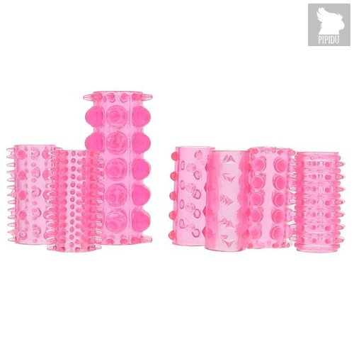Набор из 7 розовых насадок на пенис ONE-A-DAY PENIS SLEEVES PINK, цвет розовый - Seven Creations