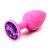 Анальная пробка Silicone Pink 2.8 с кристаллом, цвет розовый/фиолетовый - Luxurious Tail